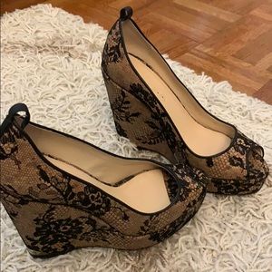 Jimmy Choo Lace/Baroque Wedge Heels
